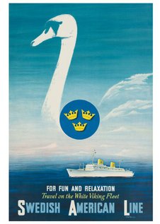 SAL. Svanen Fritjof Pedersén, 1952 Pris: 50x70cm 349kr. Affisch, retro-poster, reseaffisch Vintage, turist poster turistaffisch, Sverigeaffisch, sverigeposter