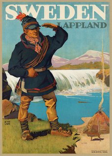 Sweden Lappland affisch retro reseaffisch Vintage, turist poster turistaffisch, Sverigeaffisch, sverigeposter